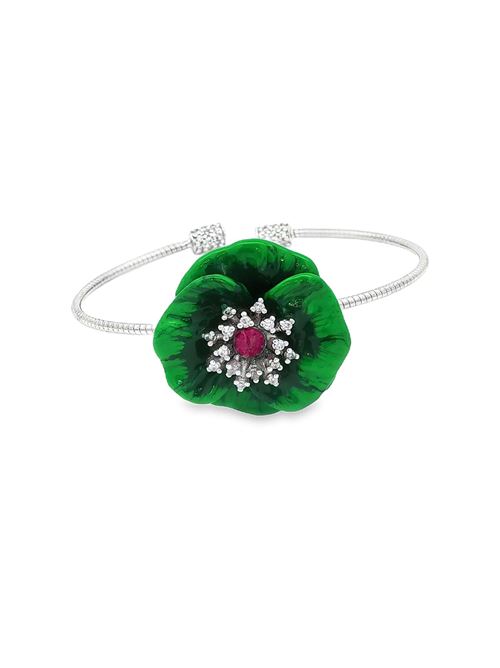 Braccialetto con cristalli e rubini, smalto verde. GOCCIAZZURRA JEWELS | BRBLOSSOMRODIOVERDE